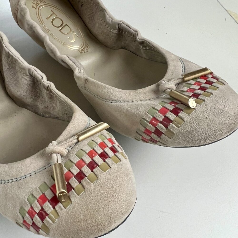 Tod's Suede Ballet Flats, 37.5, NWOT - Picture 3 of 9